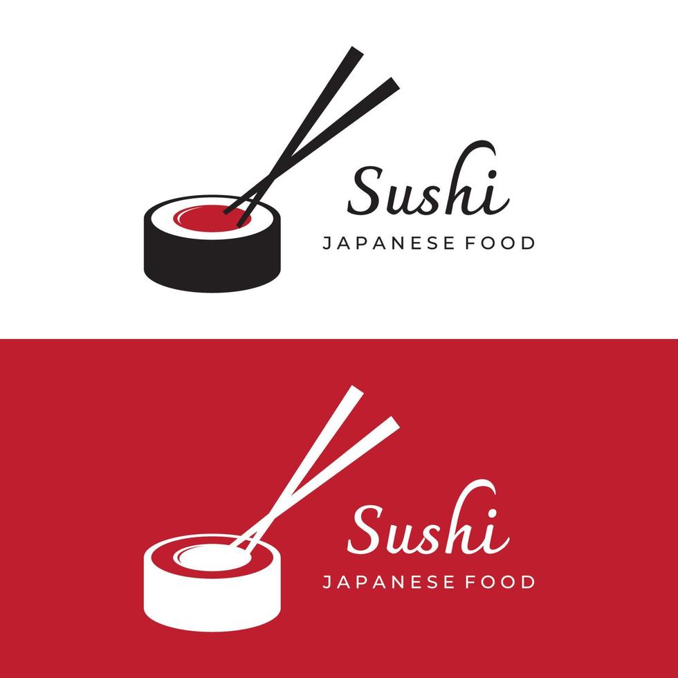 sushi logotyp mall design.skaldjur eller traditionell japansk kök med lax, utsökt food.logotyp för japansk restaurang, bar, sushi affär. vektor