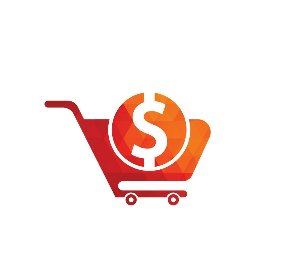 Dollar-Einkaufswagen-Vektorsymbol. Geldwagen einfaches solides Symbol. Fast-Shop-Logo-Template-Design. vektor