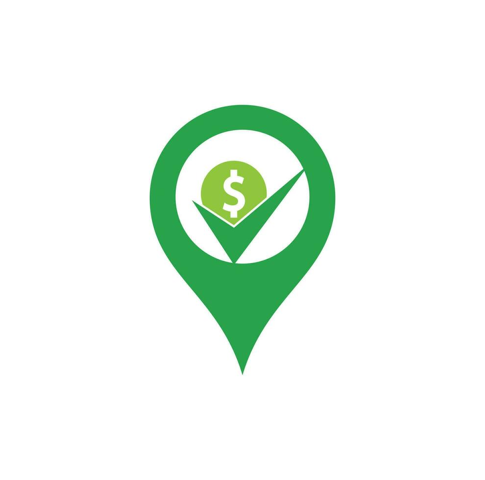 Geld überprüfen gps-Form-Konzept-Logo-Design. Bargeld-Symbol-Design. Logo-Vorlage für gute Zahlung vektor