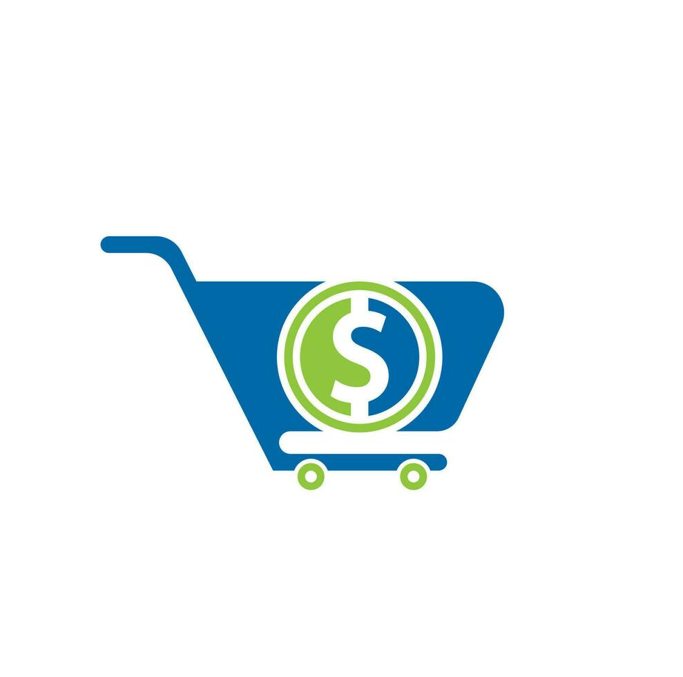 Dollar-Einkaufswagen-Vektorsymbol. Geldwagen einfaches solides Symbol. Fast-Shop-Logo-Template-Design. vektor