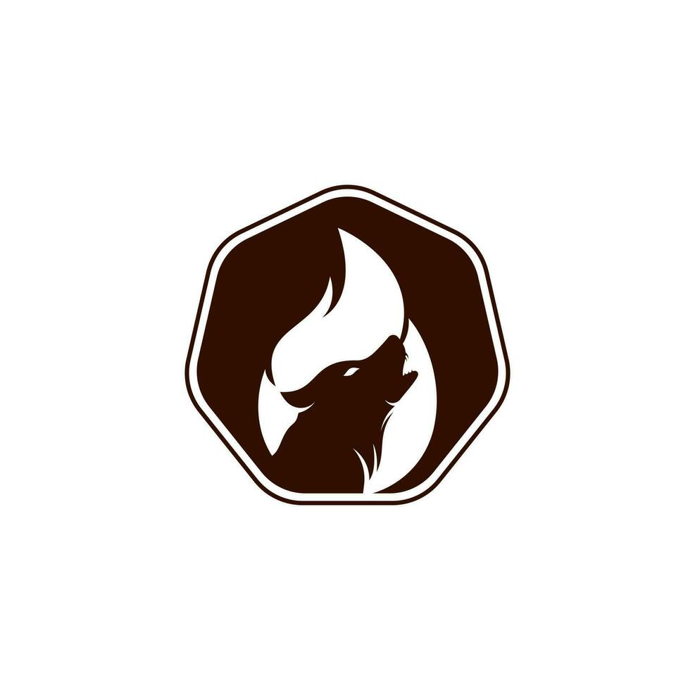 Wolf-Feuer-Vektor-Logo-Design-Vorlage. vektor