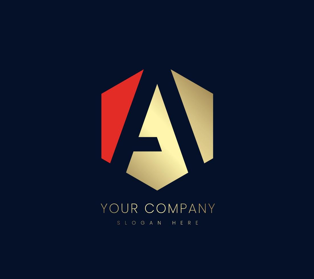 Eine Premium-Form des kreativen Logo-Designs, eine goldene Marke für das Branding des Unternehmens und ein moderner Stil des erstklassigen farbigen Sechseck-Logo-Konzepts vektor