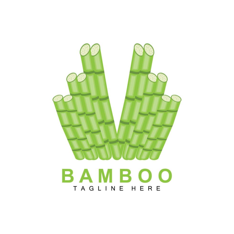 bambuslogodesign, grüner baumvektor, pandanahrung, produktmarkenschablonenillustration vektor