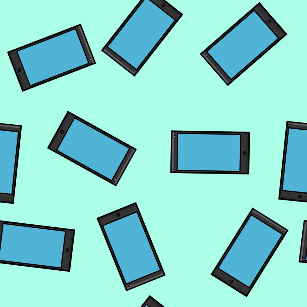 Textur des nahtlosen Musters moderner Gadgets digitaler Mobiltelefone Smartphones neu in flachen Geräten isoliert auf blauem Hintergrund. Vektor-Illustration vektor