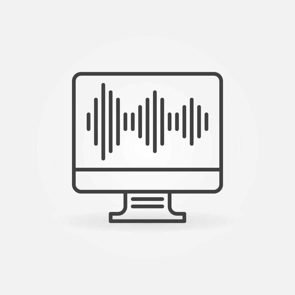 dator visa med ljud Vinka linje vektor ikon
