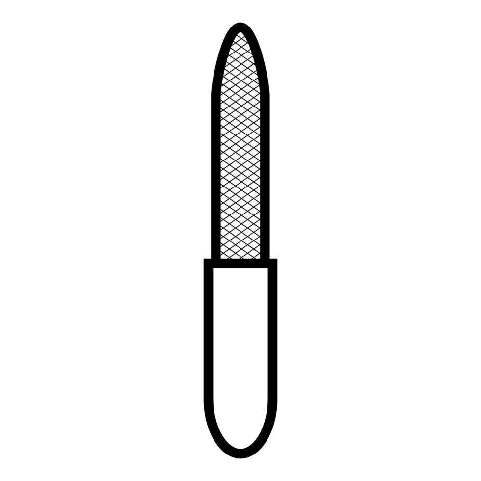 svart och vit ikon är en enkel linjär modern glamorös kosmisk metall nagel fil, manikyr och pedikyr vägledning. vektor illustration