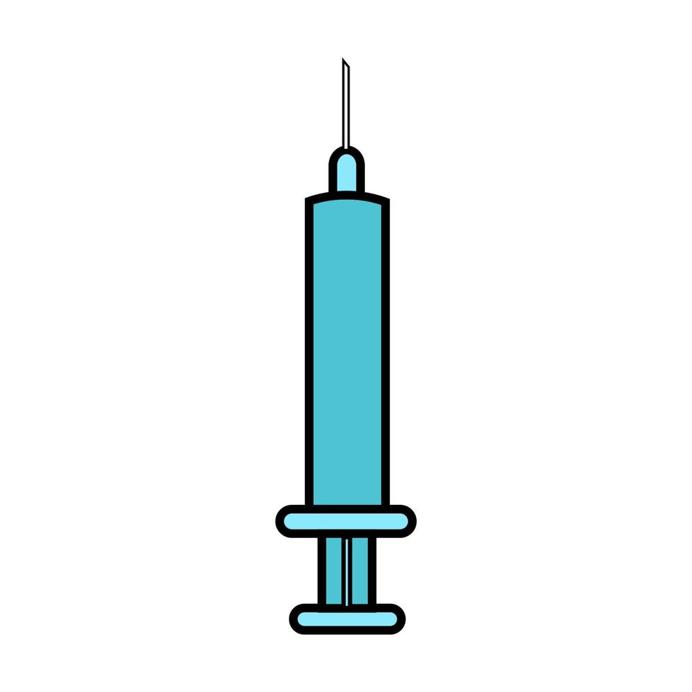 Einwegspritze aus medizinischem Kunststoff mit Nadel für Stiche, einfaches Symbol auf weißem Hintergrund. Vektor-Illustration vektor