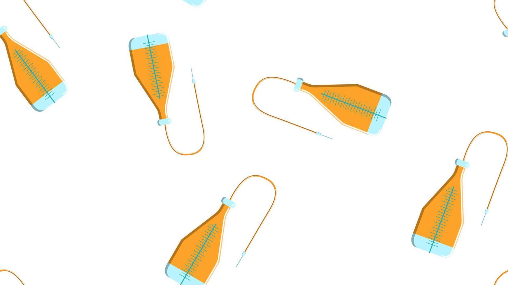 sömlös mönster textur av ändlös upprepa medicinsk gul droppers med en nål och en kateter i en sjukhus på en vit bakgrund. vektor illustration