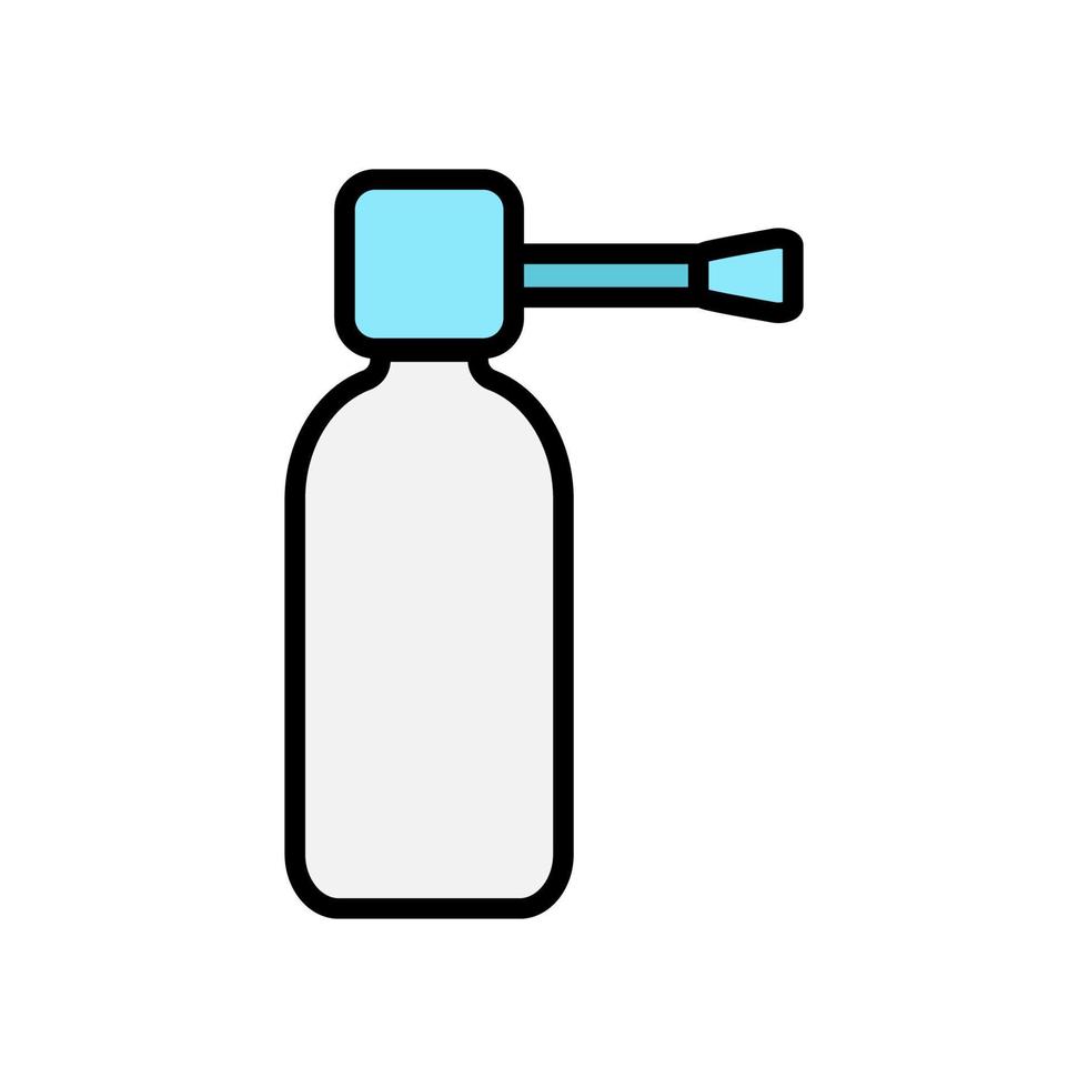 Ein kleines medizinisches Apothekenspray in einem Glas mit einem Röhrchen zur Behandlung von Erkrankungen der Nase und des Rachens, ein einfaches Symbol auf weißem Hintergrund. Vektor-Illustration vektor