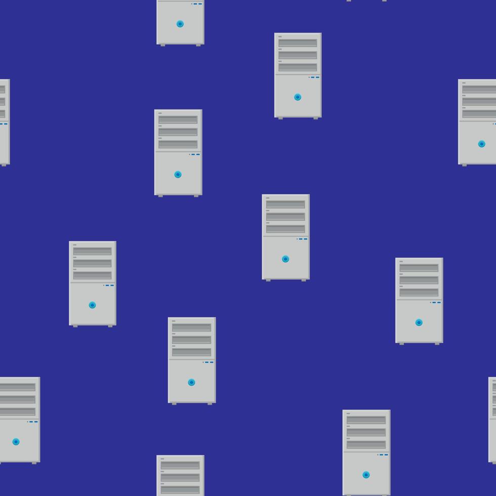 sömlös mönster, textur av modern kraftfull digital rektangulär systemet block för en stationär dator, teknologi isolerat på en blå bakgrund vektor
