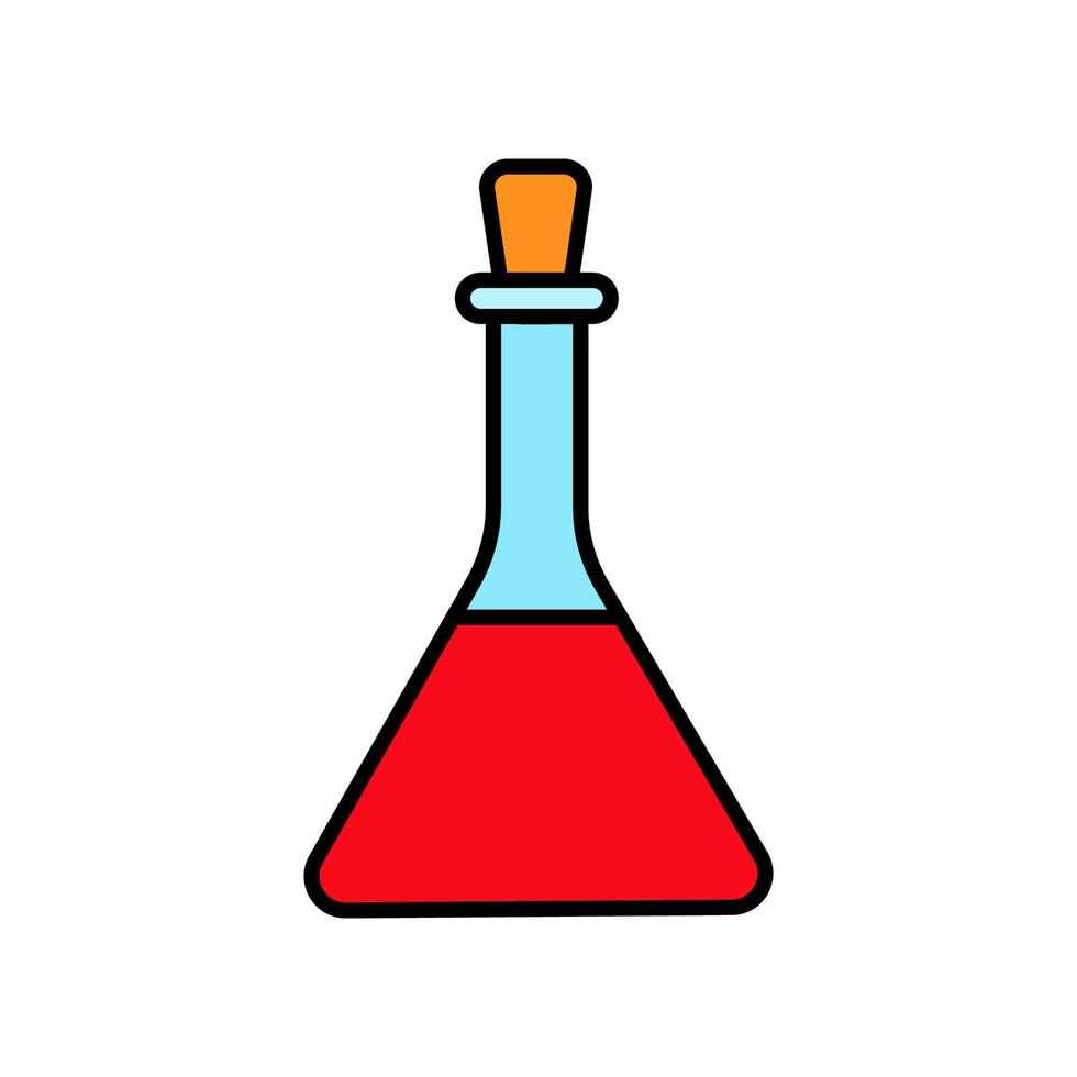 triangel- glas medicinsk kemisk flaska för experiment, förberedelse av läkemedel i de laboratorium, enkel ikon på en vit bakgrund. vektor illustration