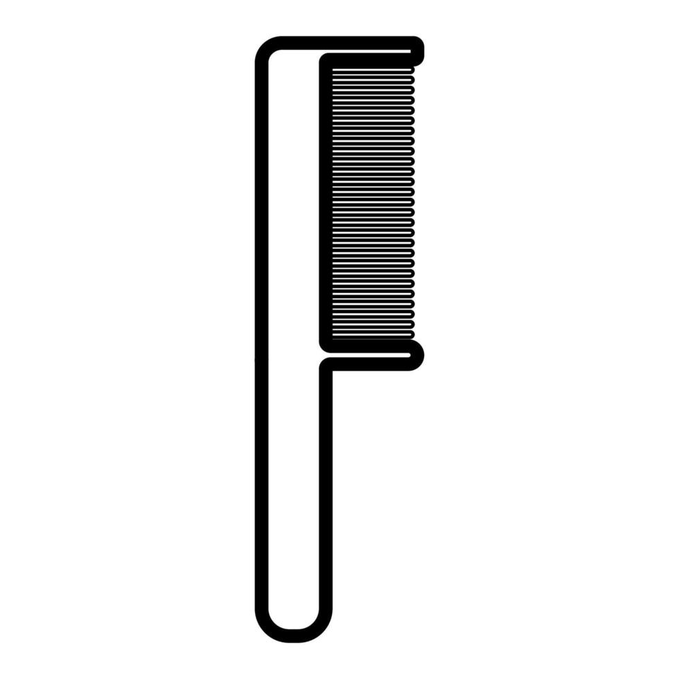 Das Schwarz-Weiß-Symbol ist ein einfacher, linearer, modischer, glamouröser Kamm mit Stift und Zähnen, ein Friseurwerkzeug für die Haar- und Schönheitsführung. Vektor-Illustration vektor