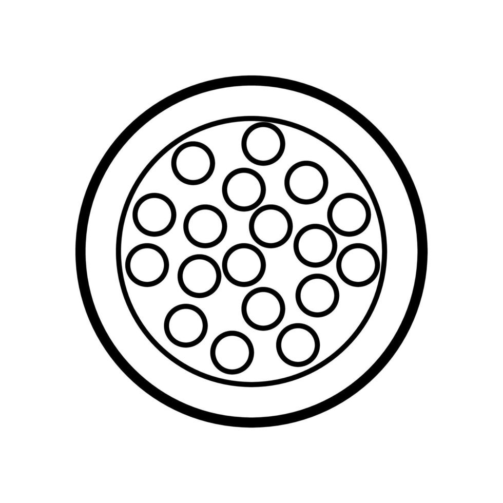 svart och vit ikon är en enkel linjär glamorös liten runda pulver låda med ögonskugga och ögonlock bollar för applicering smink till Återställ de skönhet av ansiktsbehandling hud vård. vektor illustration