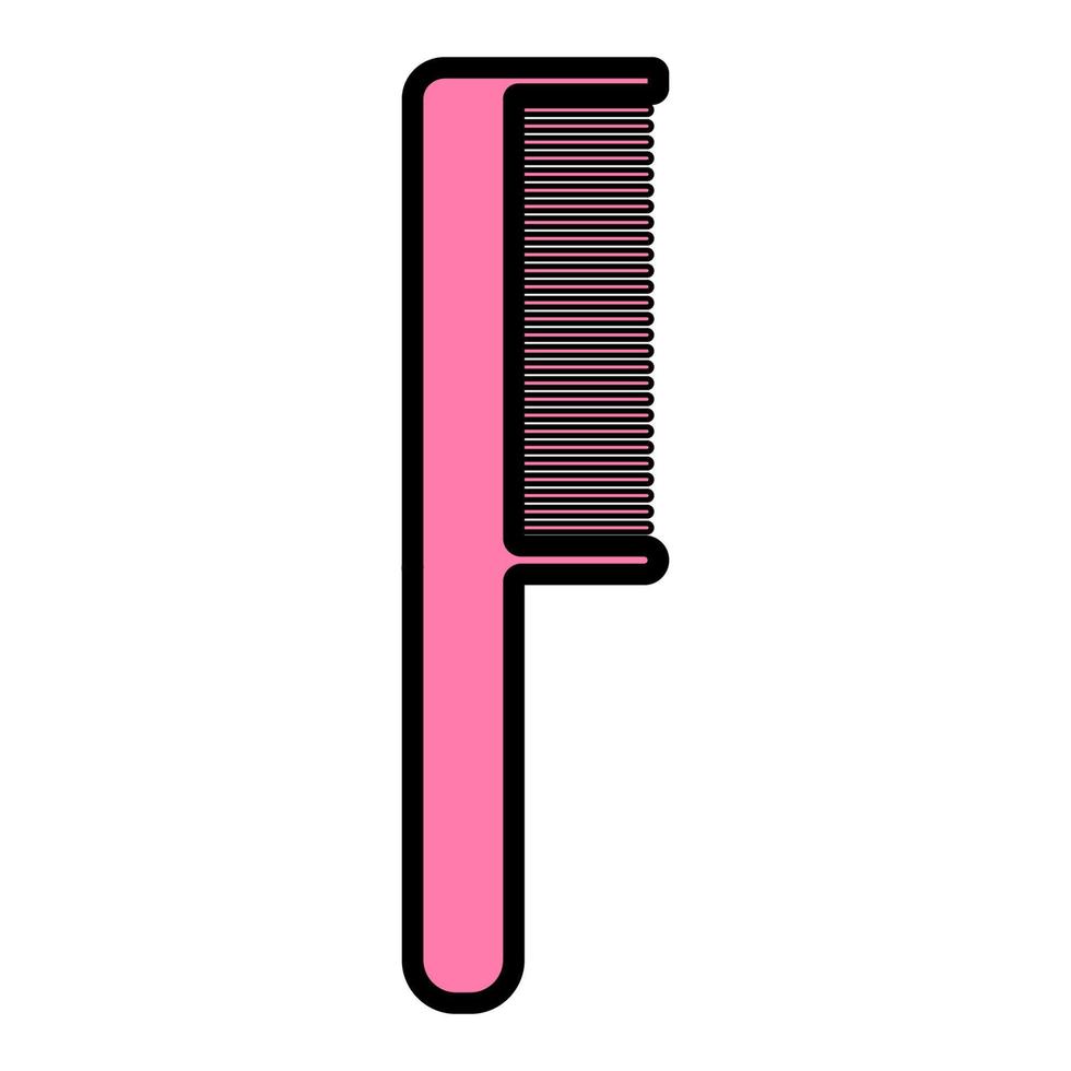 platt rosa ikon är en enkel linjär modern glamorös hårkam med en penna och tänder, en frisersalong verktyg för framställning hår och skönhet vägledning. vektor illustration