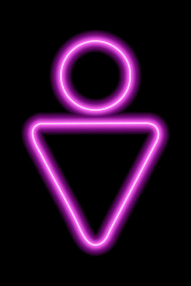 ein einfaches stilisiertes Symbol eines Mannes. männliches Zeichen. rosa neonumriss auf schwarzem hintergrund. Schild Herrentoilette. vektor