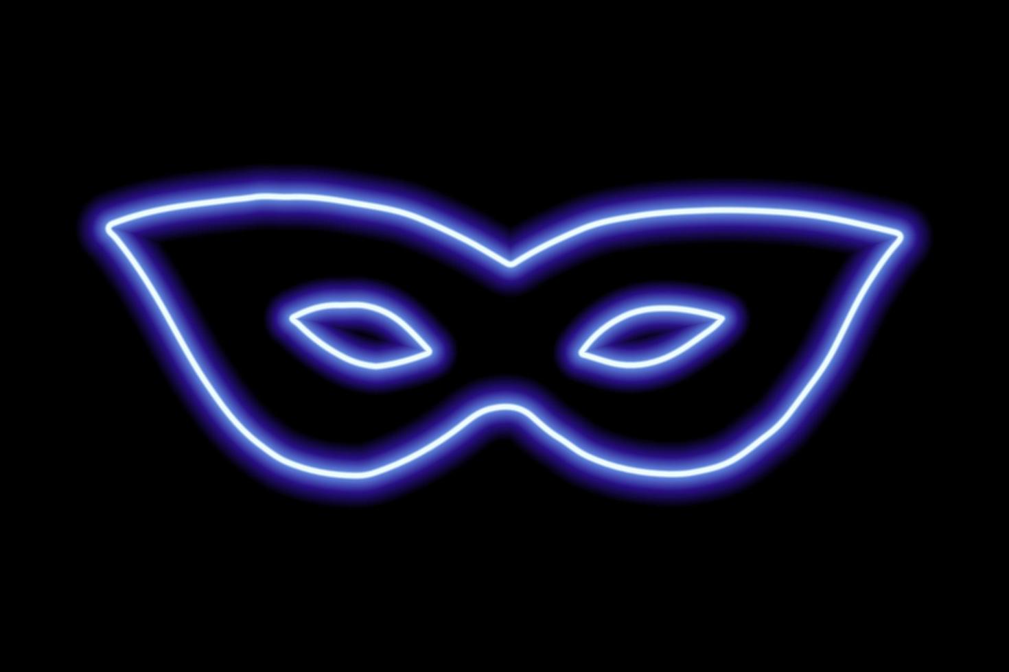 karneval mask på de ögon. neon blå kontur på en svart bakgrund vektor