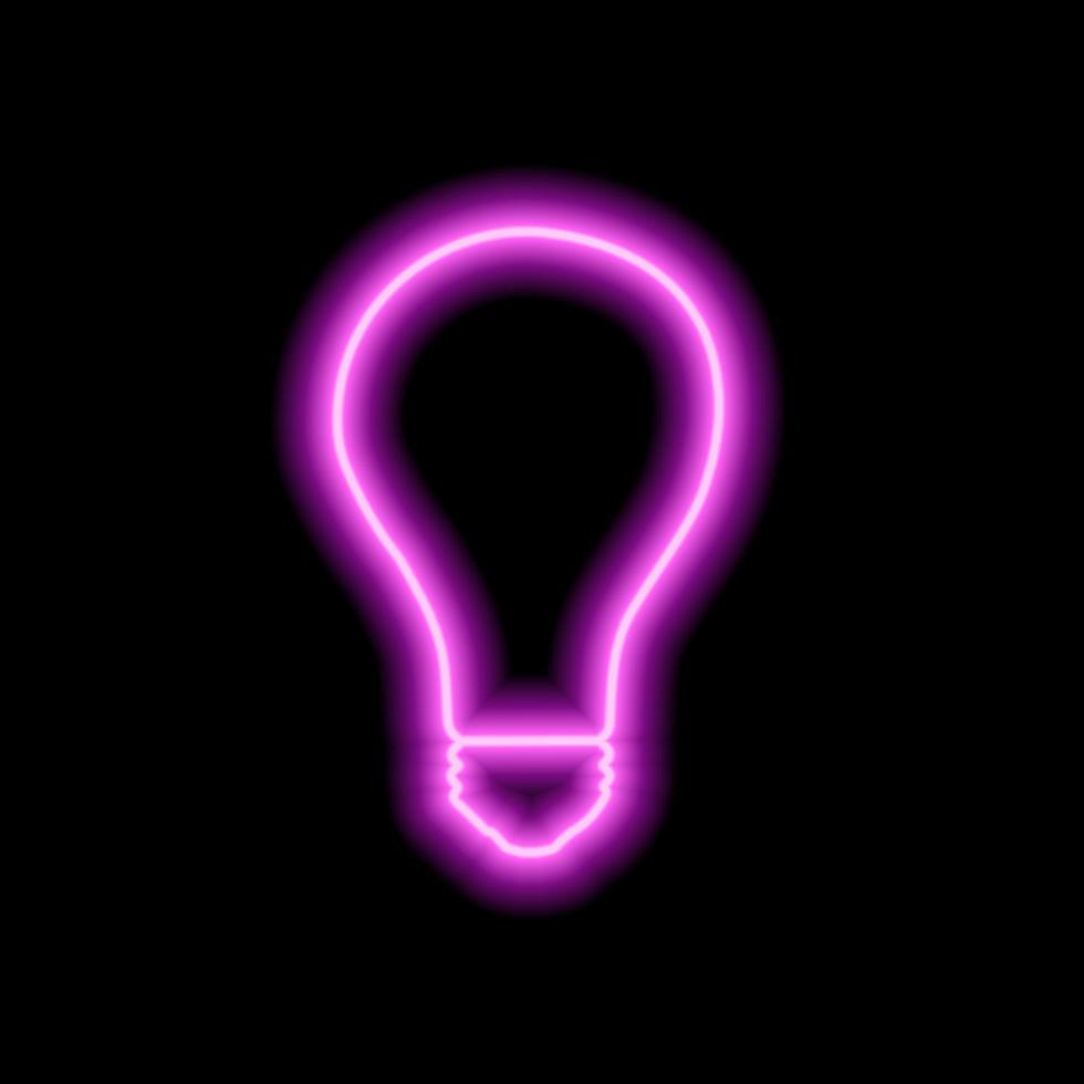 einfache neonrosa glühbirnenumriss auf schwarzem hintergrund. Vektor-Illustration vektor