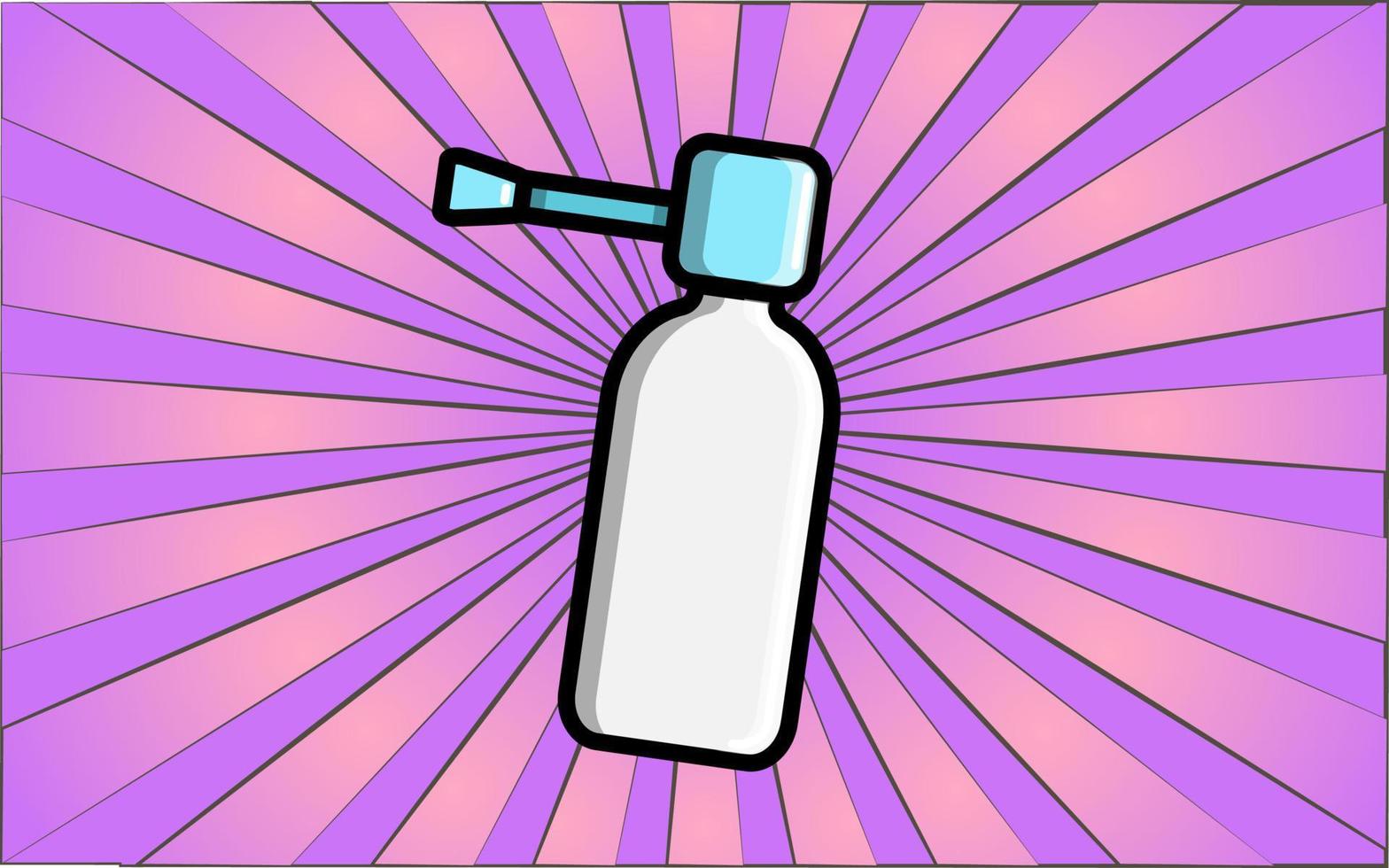 medicinsk farmakologisk vit läkning spray för de näsa och hals, en bota för de allmänning kall för hälsa vård på en bakgrund av abstrakt lila strålar. vektor illustration