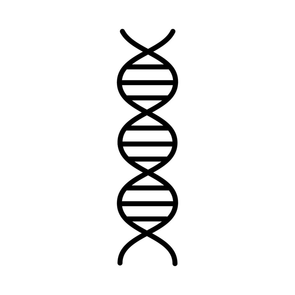 medicinsk farmaceutisk abstrakt dna gen helix, enkel svart och vit ikon på vit bakgrund. vektor illustration