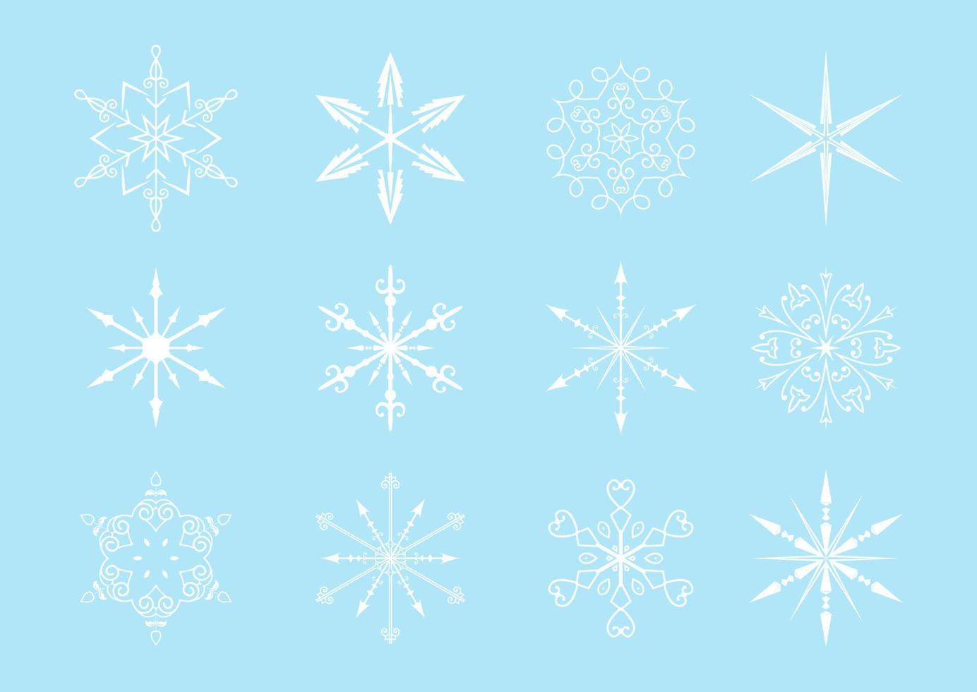 samling av dekorativ snöflingor vektor