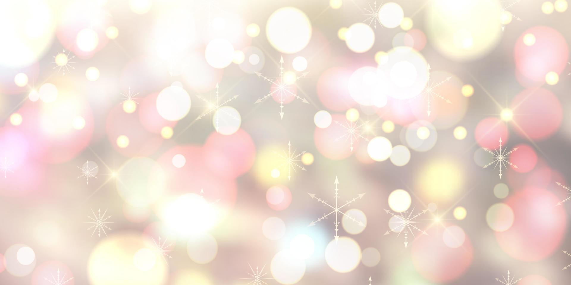 dekoratives weihnachtsbanner mit schneeflocken und bokeh lichtdesign vektor