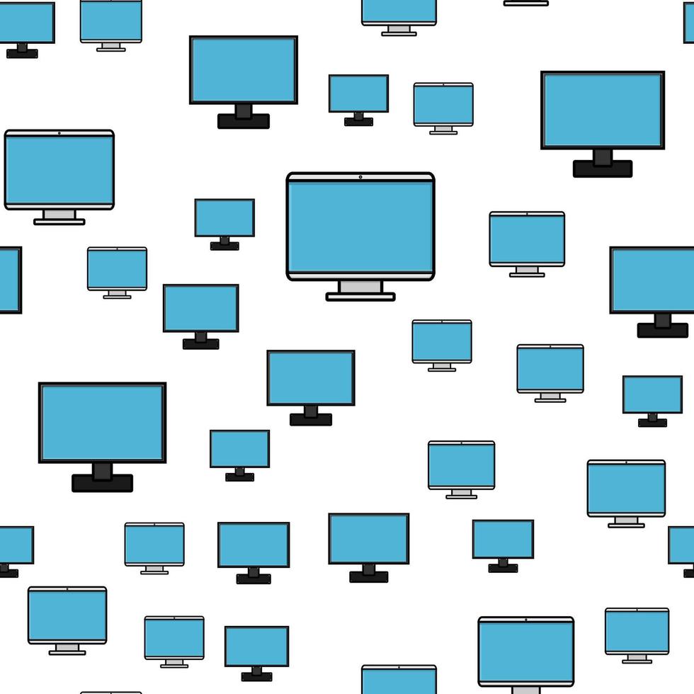 nahtloses muster, textur moderner digitaler rechteckiger lcd-flüssigkristall-eis-led-ips-breitbild-rahmenlose monitore, bildschirme, technologie isoliert auf weißem hintergrund. Vektor-Illustration vektor