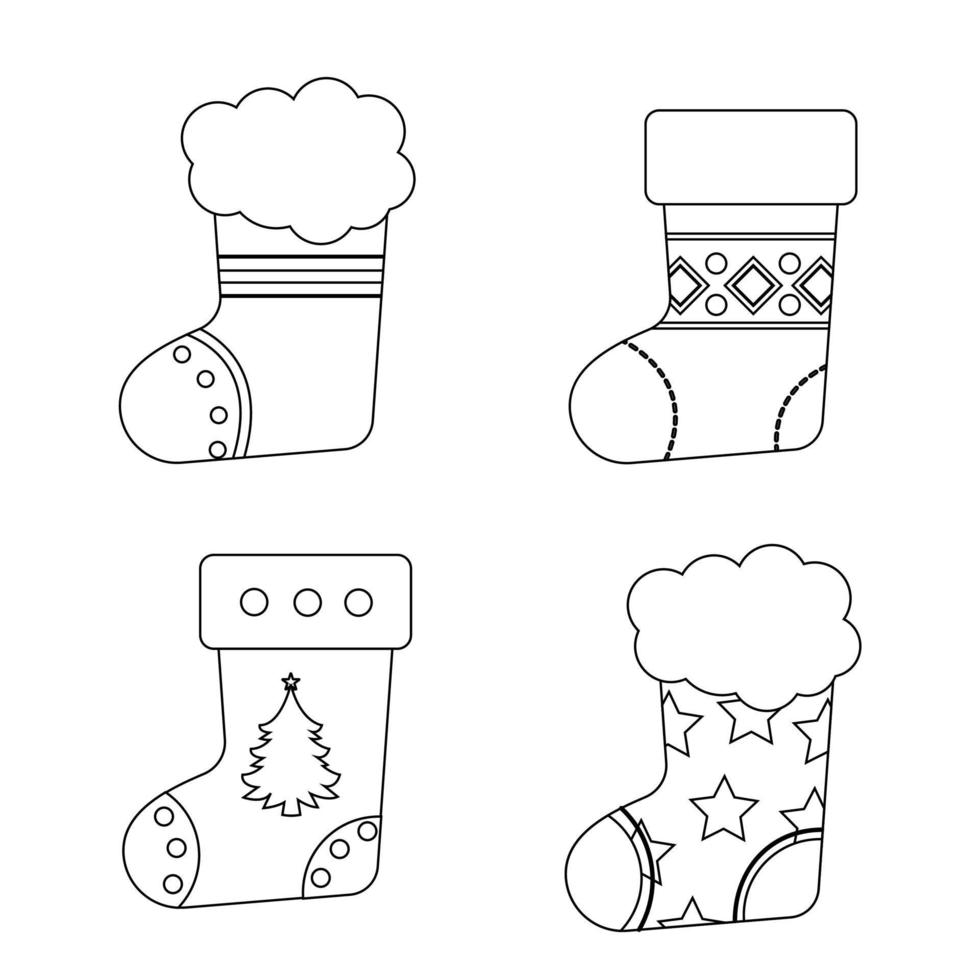 jul annorlunda strumpor för linje stil gåvor. vektor illustration