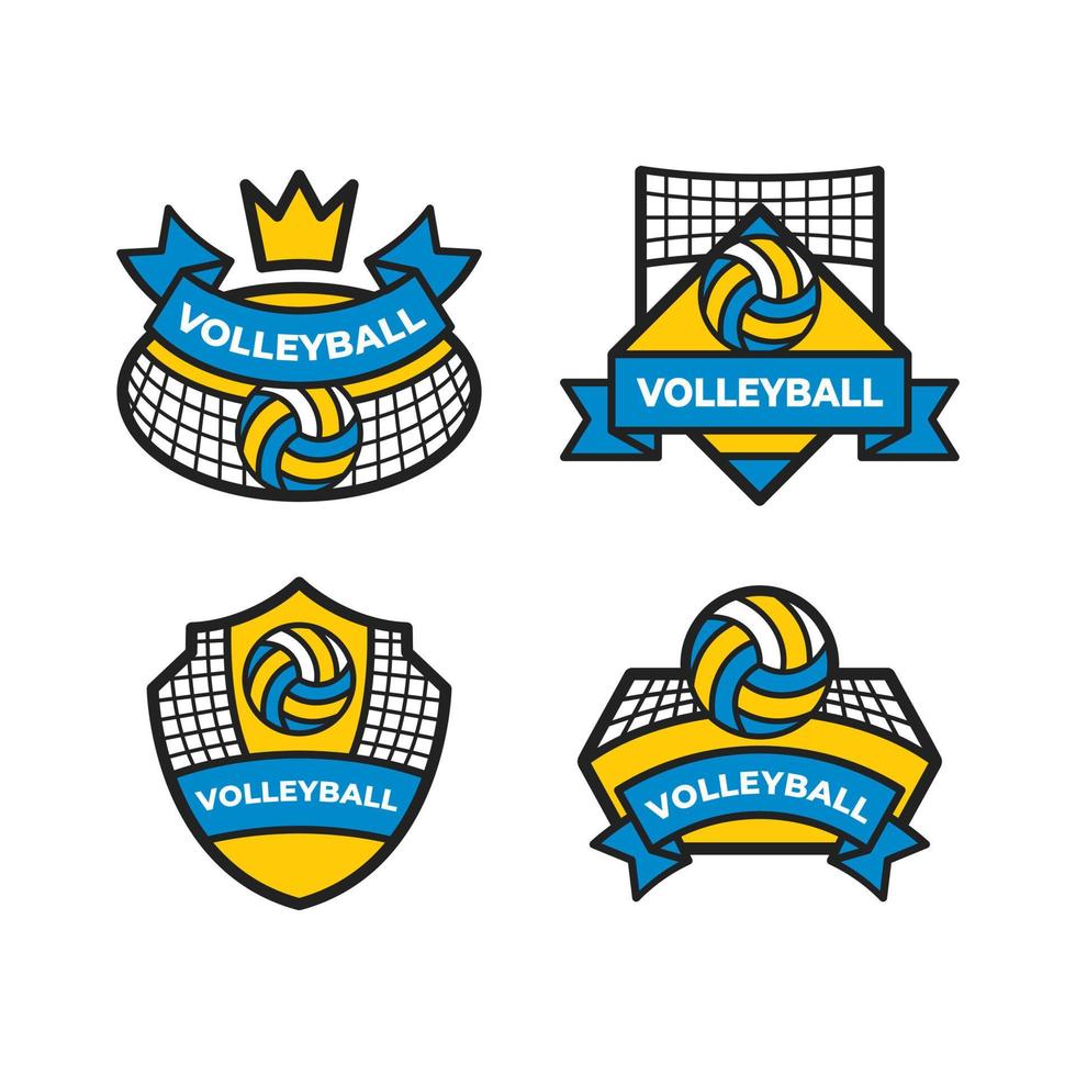 uppsättning av volleyboll sport logotyp emblem vektor