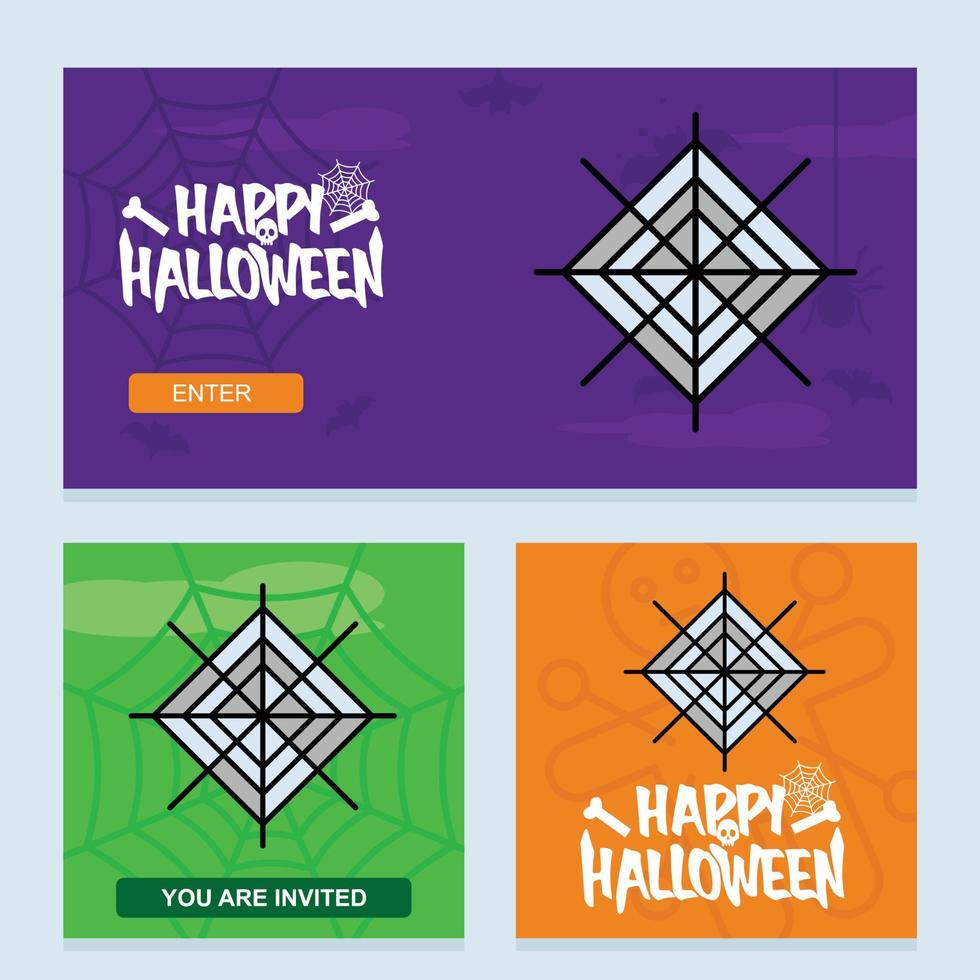 Lycklig halloween inbjudan design med Spindel vektor