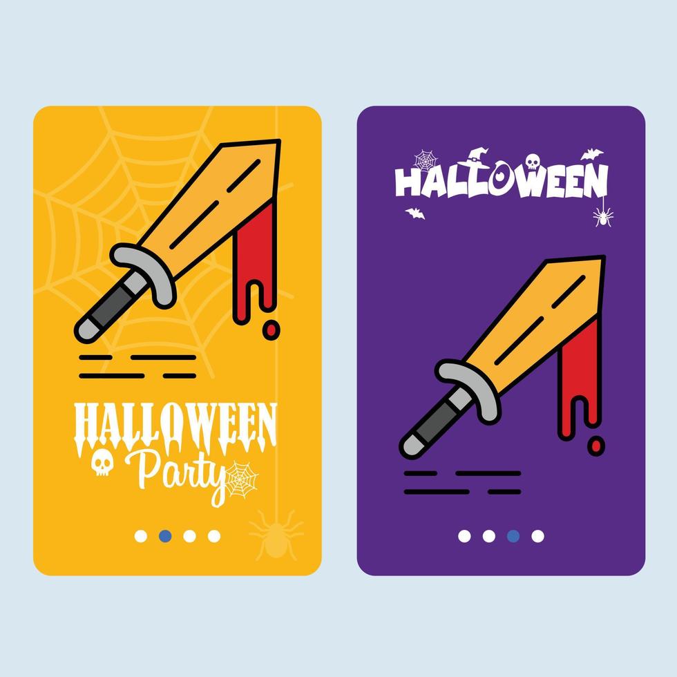 Lycklig halloween inbjudan design med kniv vektor