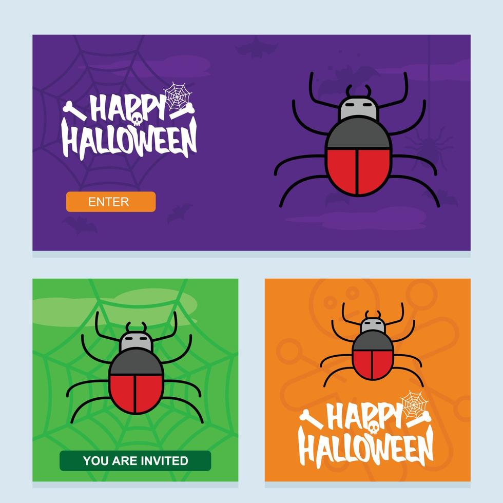 Lycklig halloween inbjudan design med Spindel vektor