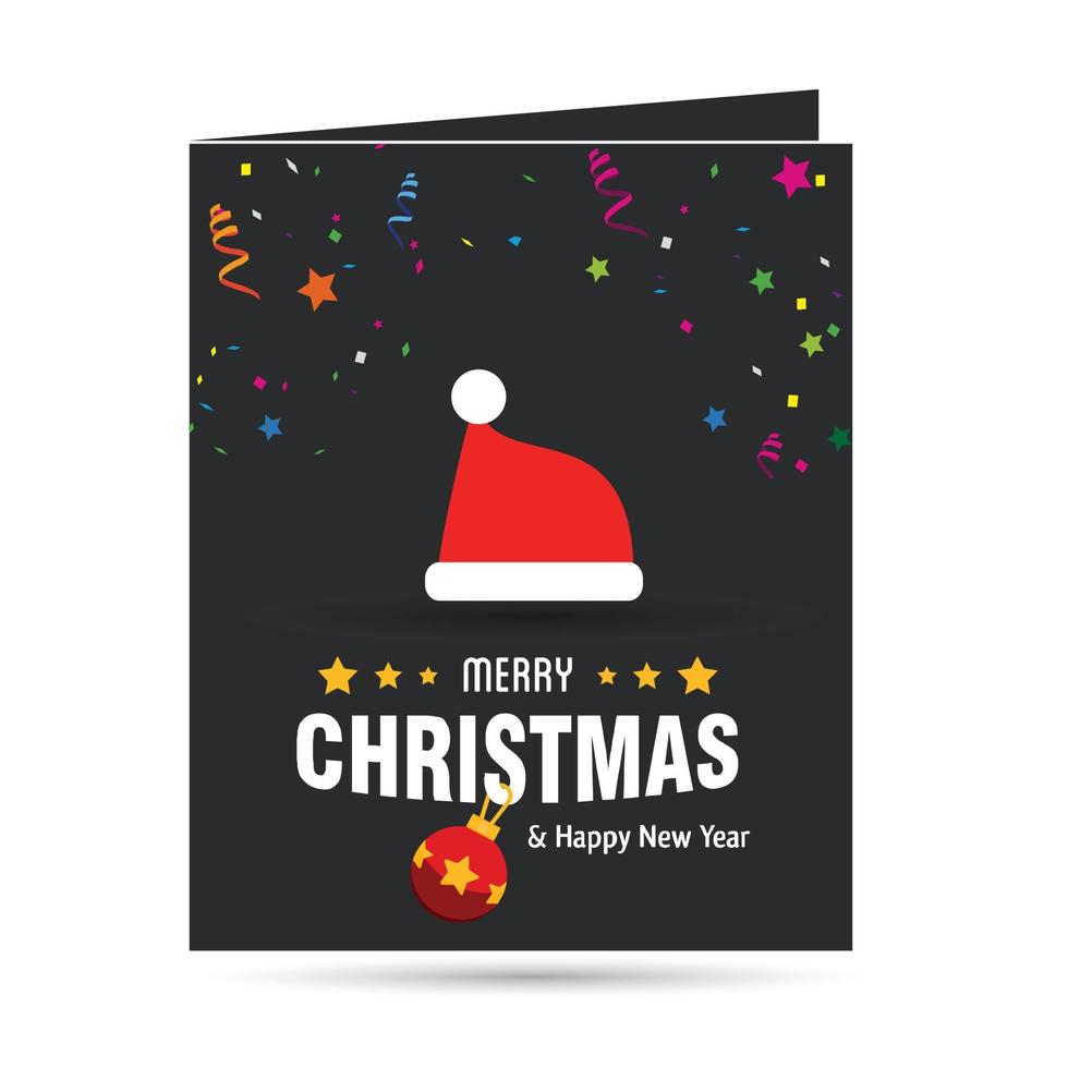 glad jul kort med mörk bakgrund med kreativ design och typografi vektor