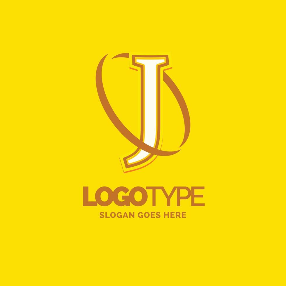 j logotyp mall. gul bakgrund cirkel varumärke namn mall plats för Tagline. kreativ logotyp design vektor