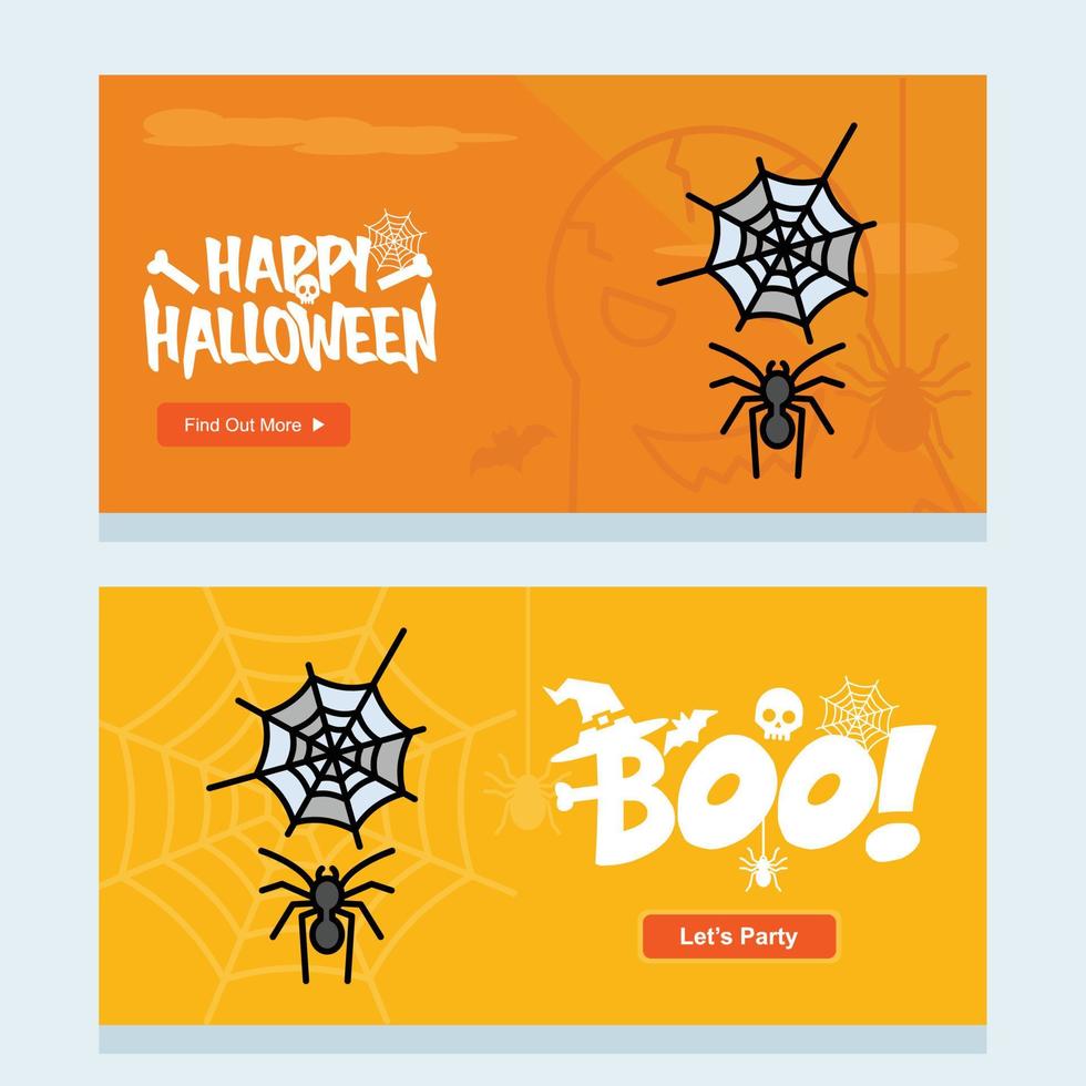 Lycklig halloween inbjudan design med Spindel vektor