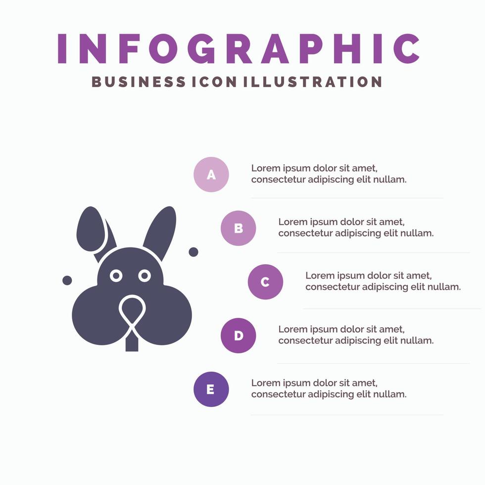 kanin påsk kanin fast ikon infographics 5 steg presentation bakgrund vektor