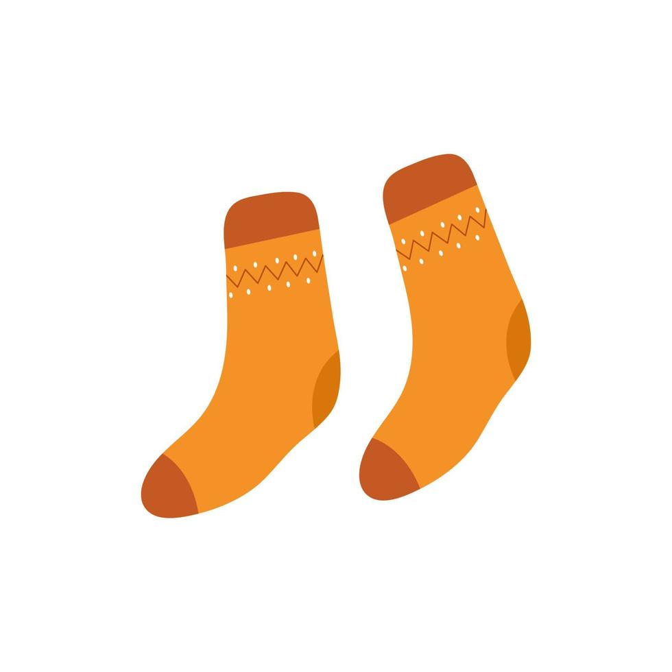 einfache orange Socken mit Muster. isoliertes Objekt auf weißem Hintergrund. Vektor-Illustration vektor