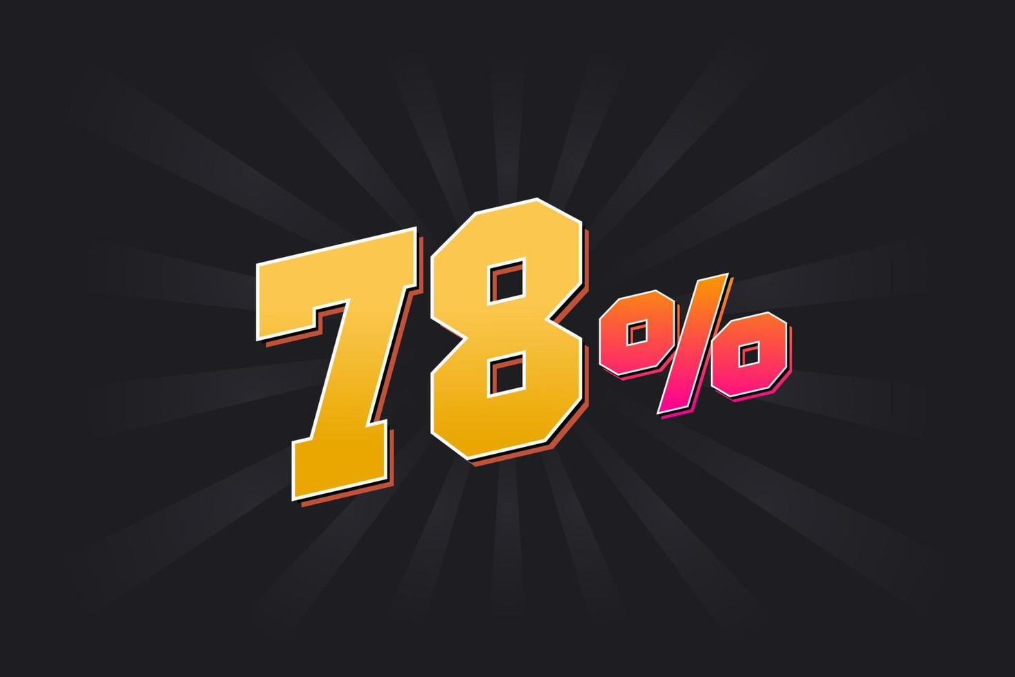 78 Rabattbanner mit dunklem Hintergrund und gelbem Text. 78 Prozent verkaufsförderndes Design. vektor