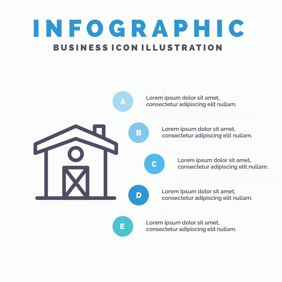 Haus Kanada Liniensymbol mit 5 Schritten Präsentation Infografiken Hintergrund vektor