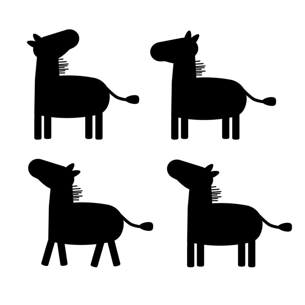 satz von silhouette cartoon zebras boho. Vektor-Illustration. vektor