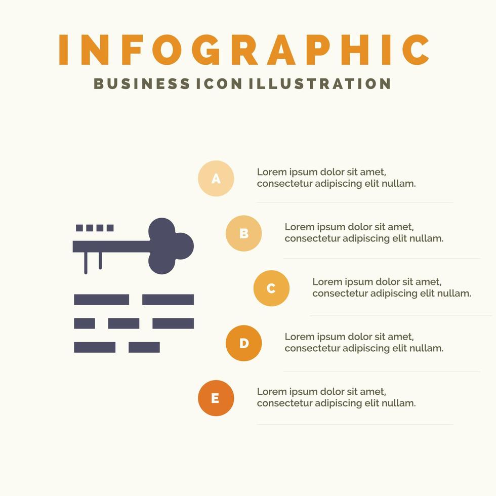 Tastensperre Layout Anmeldung festes Symbol Infografiken 5 Schritte Präsentationshintergrund vektor