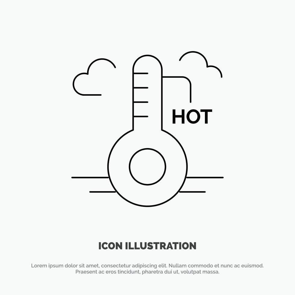 temperatur varm väder uppdatering vektor linje ikon