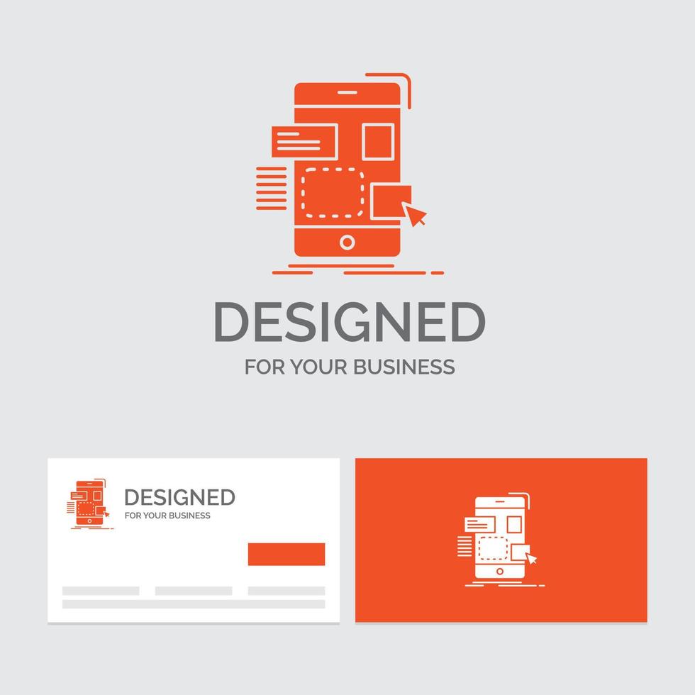 Business-Logo-Vorlage für Drag. Handy, Mobiltelefon. Entwurf. ui. ux. orange visitenkarten mit markenlogo-vorlage. vektor