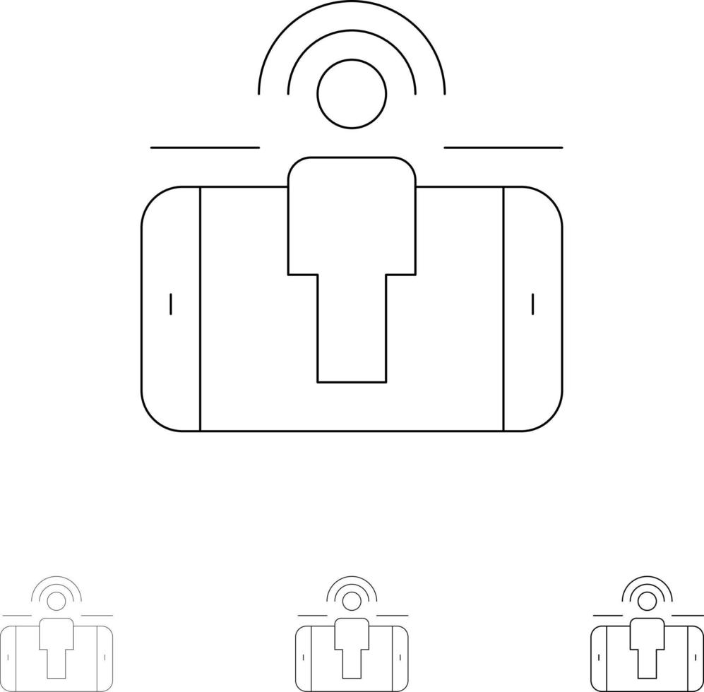 Engagement-Benutzer User-Engagement-Marketing Fett und dünne schwarze Linie Symbolsatz vektor