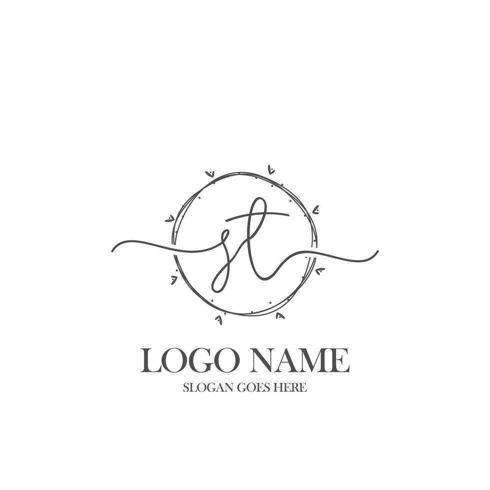 första st skönhet monogram och elegant logotyp design, handstil logotyp av första signatur, bröllop, mode, blommig och botanisk med kreativ mall. vektor
