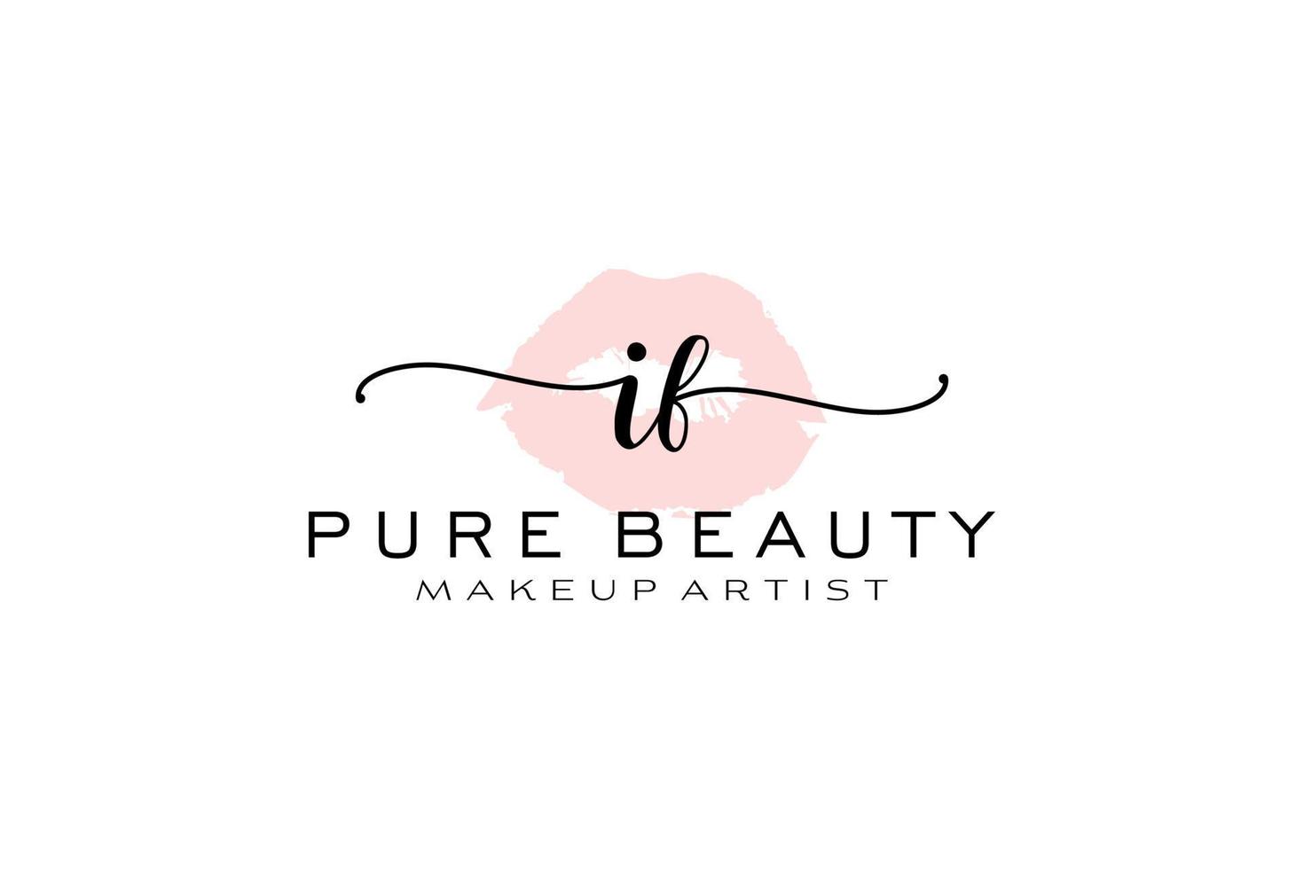 initial if aquarell lippen vorgefertigtes logo-design, logo für maskenbildner business branding, blush beauty boutique logo-design, kalligrafie-logo mit kreativer vorlage. vektor
