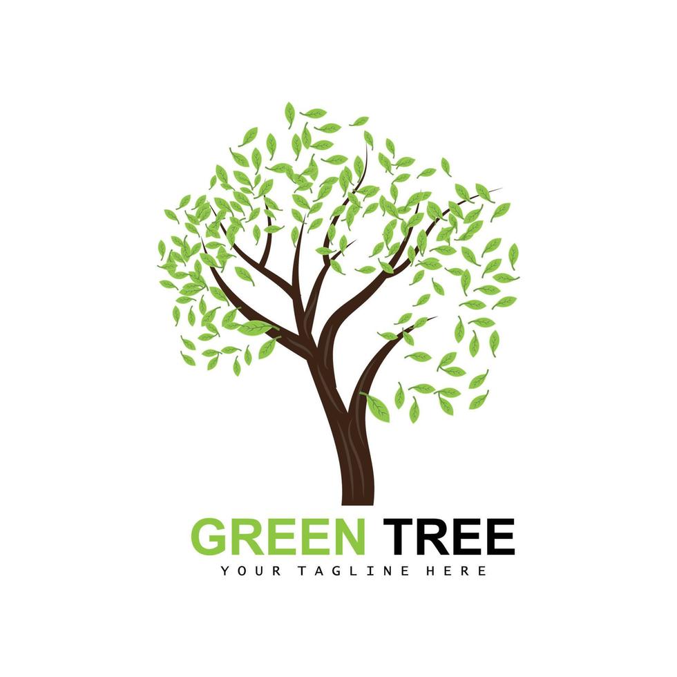 träd logotyp, grön träd och trä design, skog illustration, träd barn spel vektor