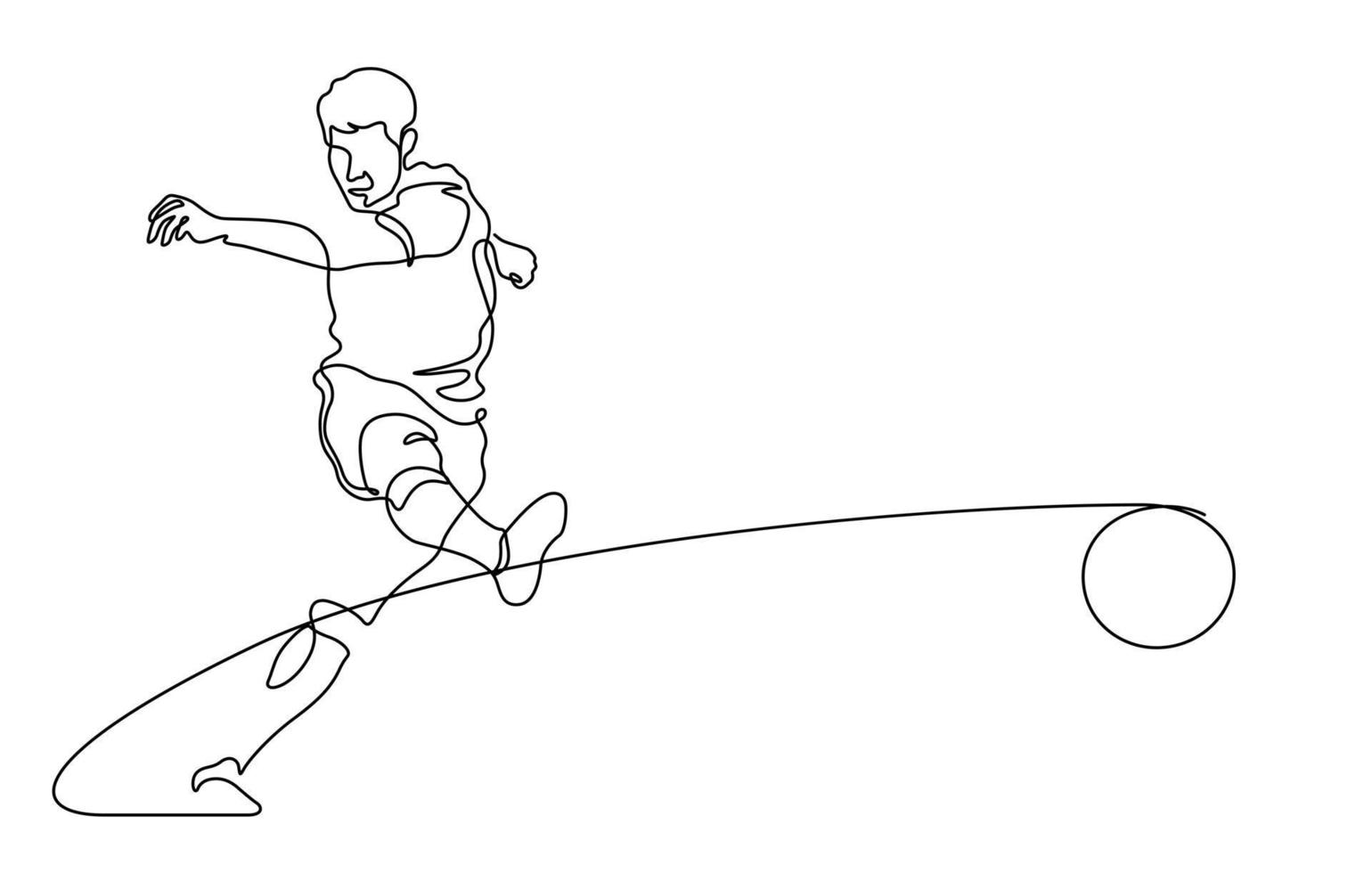 fußballspieler, der eine balllinie kunstillustration tritt vektor