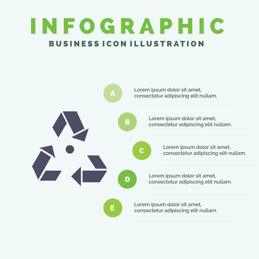 öko ökologie umwelt müll grün solide symbol infografiken 5 schritte präsentation hintergrund vektor