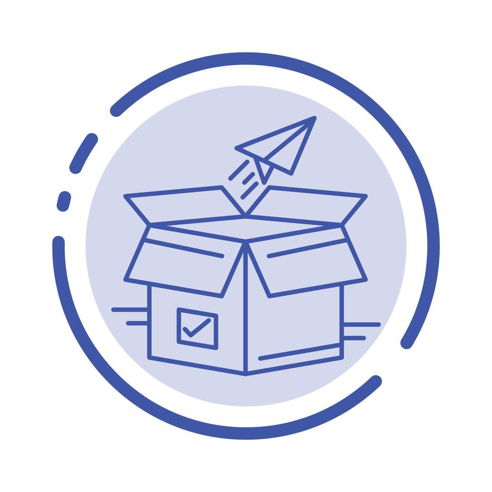 Box Business Paket Produkt Release Release Versand Startup blau gepunktete Linie Symbol Leitung vektor