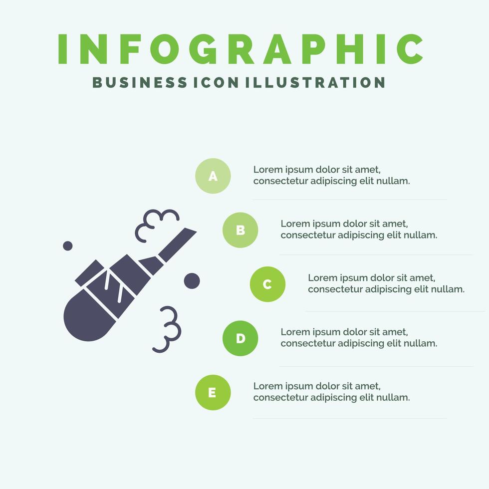 rengöringsmedel rengöring Vakuum rör fast ikon infographics 5 steg presentation bakgrund vektor